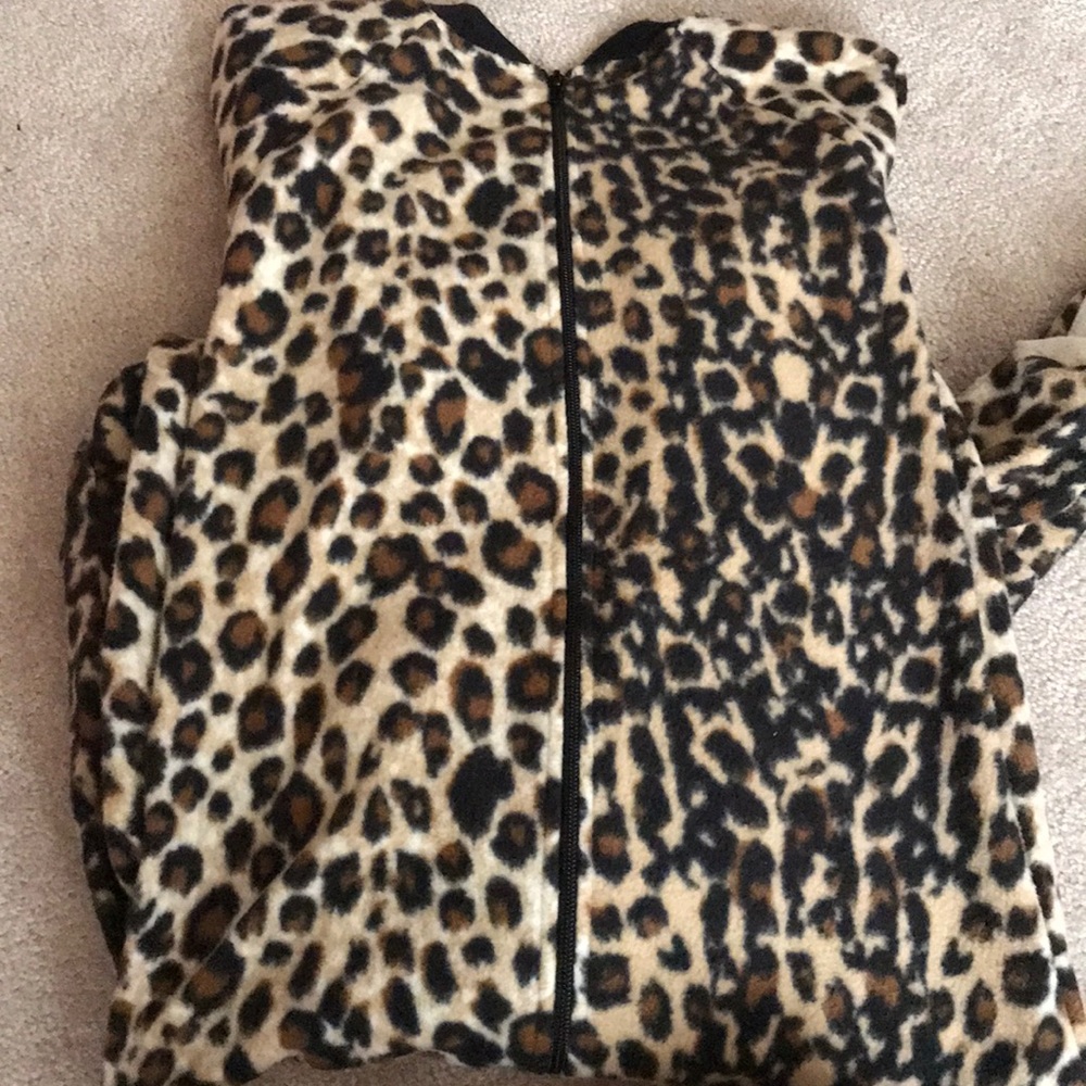 Leopard fleece footie pajamas